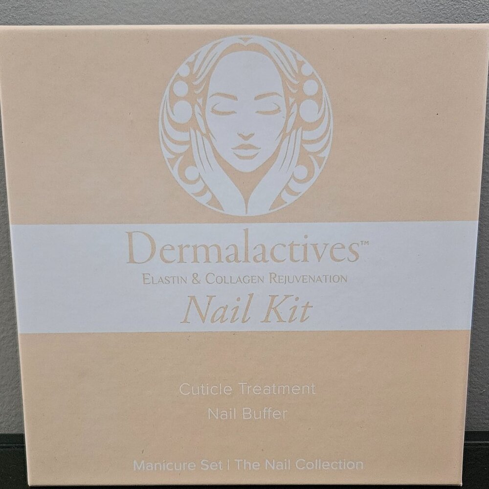 DERMALACTIVES NAIL KIT-MANICURE SET-CUTICLE OIL & BUFFING BLOCK-BRAND NEW-SEALED